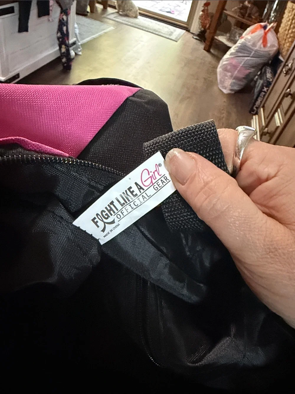 Fight Like a Girl Pink & Black Tote Bag